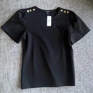 Ann Taylor Black Blouse with Gold Buttons